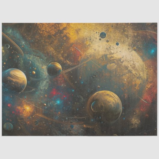 Decoupage Outer Space Galaxies Stars Planets 薄葉紙 (正面)