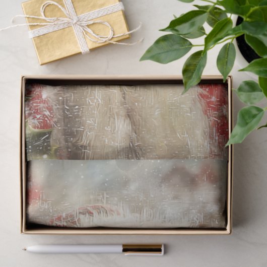 Decoupage Painterly Santa Claus Snowy Tree Artwork 薄葉紙 (ギフト)