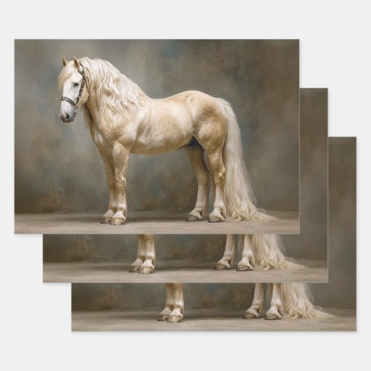 Decoupage Palomino Horse Portrait ラッピングペーパーシート (セット)