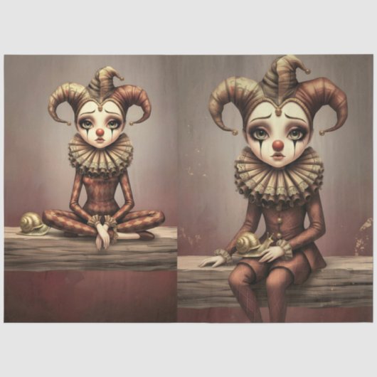 Decoupage Paper Melancholic Clown 薄葉紙 (正面)