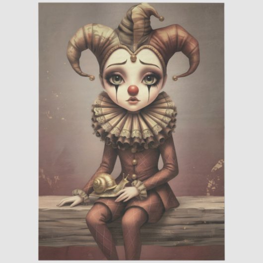 Decoupage Paper Melancholic Clown 薄葉紙 (正面)