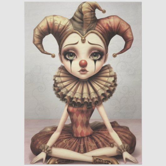 Decoupage Paper Melancholic Clown  薄葉紙 (正面)