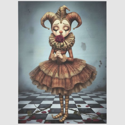 Decoupage Paper Melancholic Clown  薄葉紙 (正面)