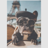 Decoupage Paris Cafe Frenchie Bulldog Cafe 薄葉紙 (正面)