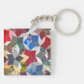 Decoupage Patchwork Stars Pattern Monogram キーホルダー (裏面)