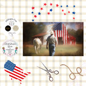 Decoupage Patriotic Barn White Horse & Rancher 薄葉紙