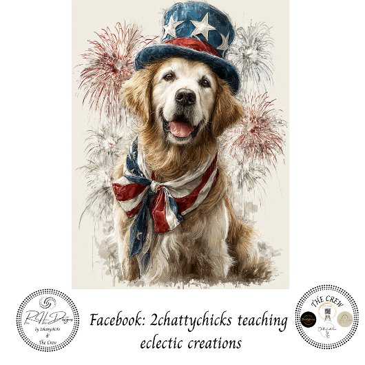 Decoupage Patriotic Golden Retriever 250th 薄葉紙
