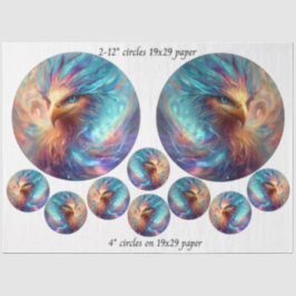 Decoupage Phoenix Art 12" rounds & 4" coasters  薄葉紙