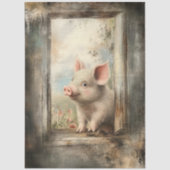 Decoupage Piglet in Rustic Window Story Book 薄葉紙 (正面)