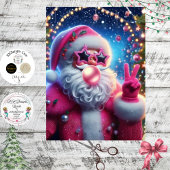 Decoupage Pink Bubblegum Christmas Santa  薄葉紙