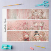 Decoupage Pink Floral Snowman Handsaw Panels  薄葉紙 (クラフト)