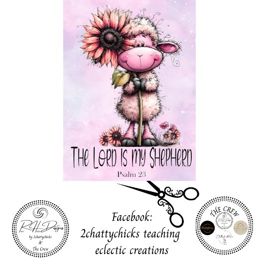 Decoupage Pink Sheep Lord is my Shepard Psalm 23  薄葉紙