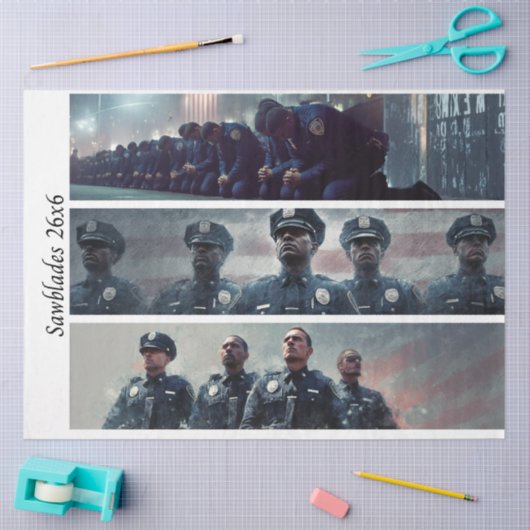 Decoupage Police Tribute Handsaws  薄葉紙 (クラフト)