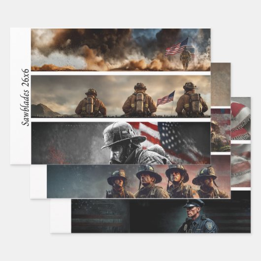 Decoupage Proud Firefighters American Flag  ラッピングペーパーシート (セット)