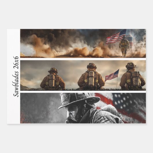 Decoupage Proud Firefighters American Flag  ラッピングペーパーシート (正面)