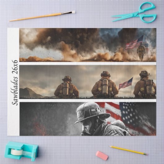 Decoupage Proud Firefighters American Flag  薄葉紙 (クラフト)