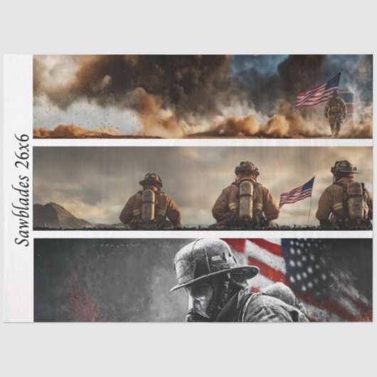 Decoupage Proud Firefighters American Flag  薄葉紙 (正面)