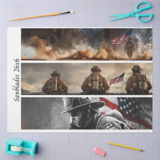 Decoupage Proud Firefighters American Flag  薄葉紙 (クラフト)