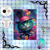 Decoupage Psychedelic Cheshire Cat Fantasy Art 薄葉紙