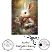 Decoupage Rabbit Alice's Adventures Wonderland  薄葉紙