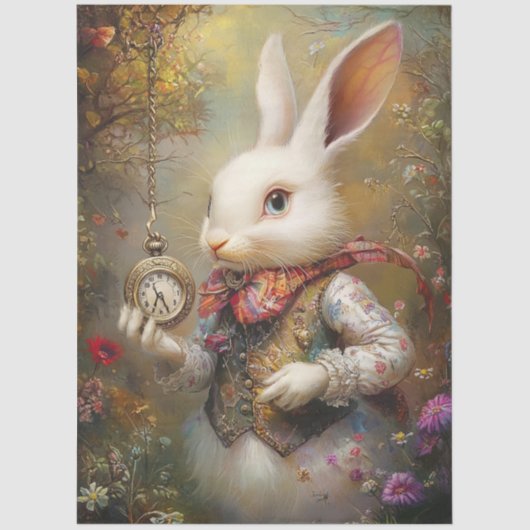 Decoupage Rabbit Alice's Adventures Wonderland  薄葉紙 (正面)