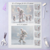 Decoupage Rabbit Skating 11x14 Canvas Coasters  薄葉紙 (クラフト)