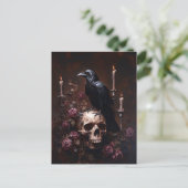 Decoupage Raven on Skull with Candles ポストカード (スタンド正面)