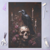 Decoupage Raven on Skull with Candles 薄葉紙 (クラフト)
