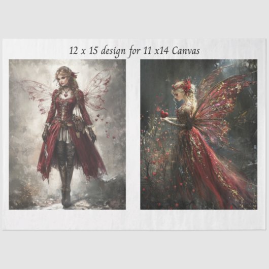 Decoupage Red Faries to fit 11 x 14 Canvas  薄葉紙 (正面)