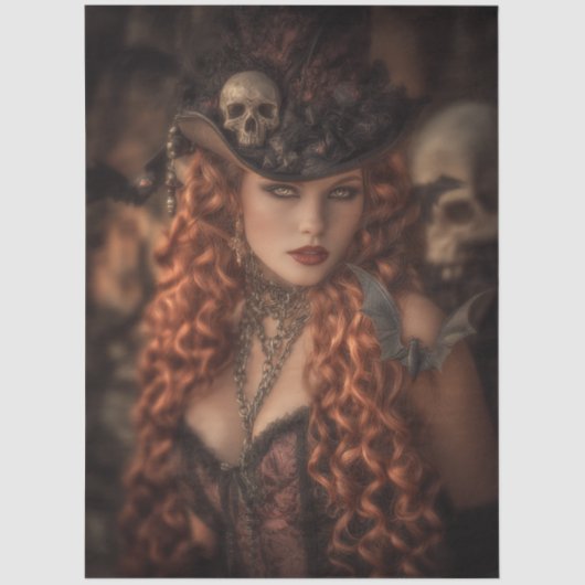 Decoupage Redheaded Gothic Good Witch  薄葉紙 (正面)