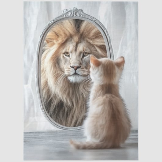 Decoupage Reflection Self of Kitten and Lion  薄葉紙 (正面)