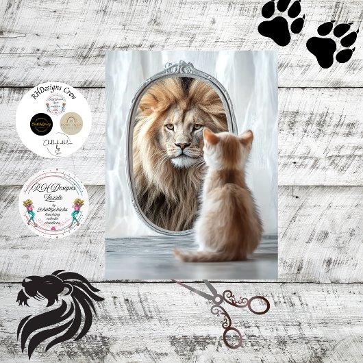 Decoupage Reflection Self of Kitten and Lion 薄葉紙