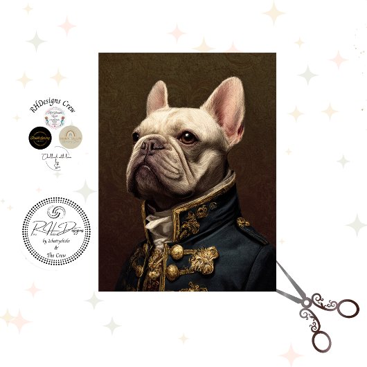 Decoupage Regal French Bulldog Artwork  薄葉紙
