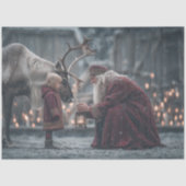Decoupage Reindeer Child Santa Winter Scene  薄葉紙 (正面)