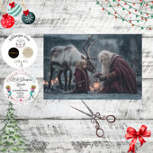 Decoupage Reindeer Child Santa Winter Scene  薄葉紙