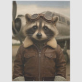 Decoupage Retro Aviation Racoon Leather Jacket  薄葉紙 (正面)
