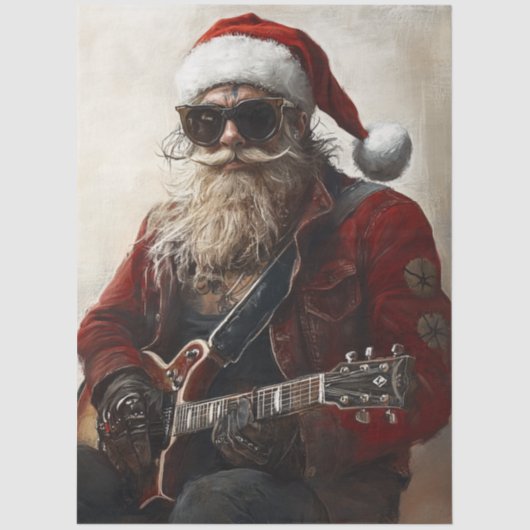 Decoupage Rock & Roll Santa Electric Guitar 薄葉紙 (正面)