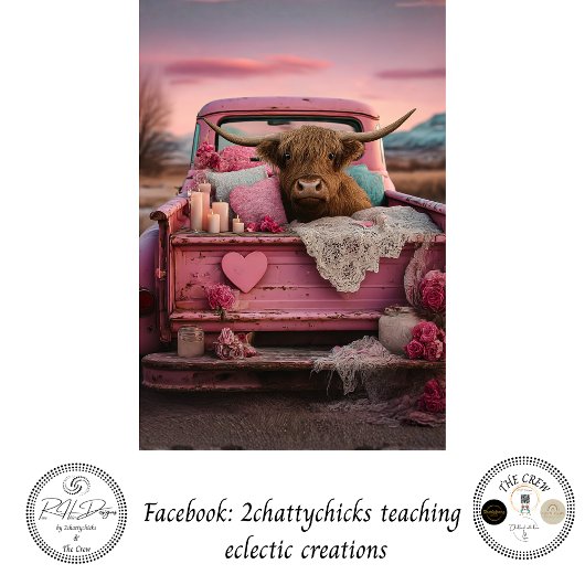 Decoupage Romantic Farmhouse Highland Truck 薄葉紙