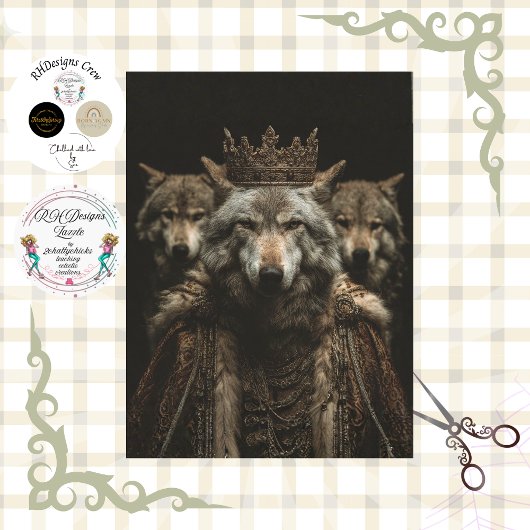 Decoupage Royal Gothic Wolf Art Poster 薄葉紙