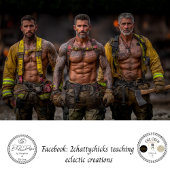 Decoupage Rugged Tattooed Firefighters Artwork 薄葉紙
