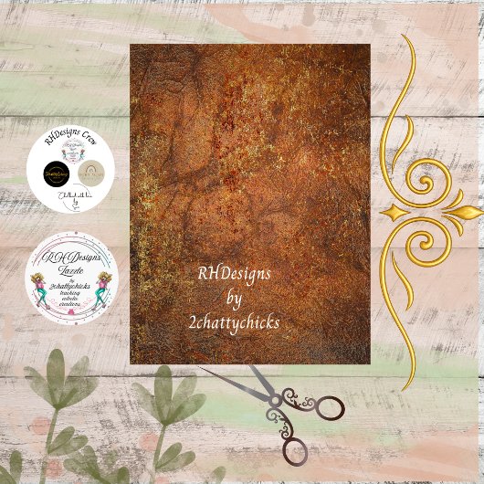 Decoupage Rust Toned Textured Faux Background 薄葉紙