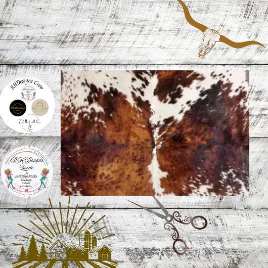 Decoupage Rustic Cowhide Western  薄葉紙