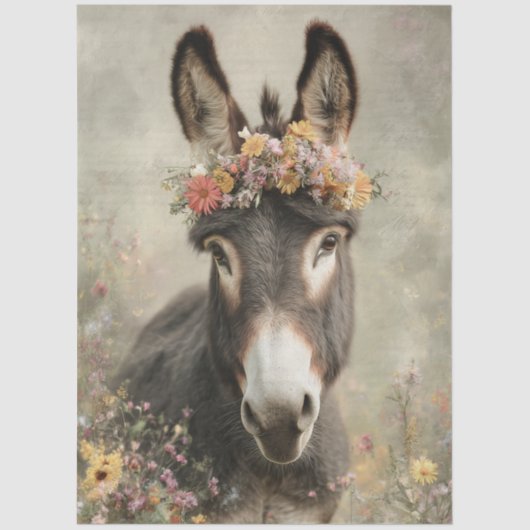Decoupage Rustic Donkey Countryside Art  薄葉紙 (正面)