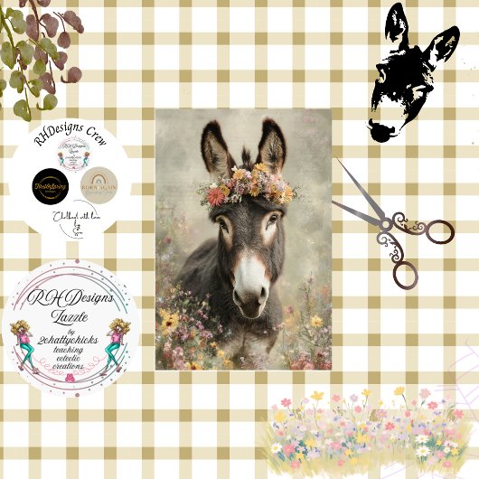 Decoupage Rustic Donkey Countryside Art  薄葉紙