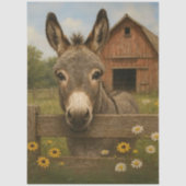 Decoupage Rustic Donkey Farm Scene 薄葉紙 (正面)