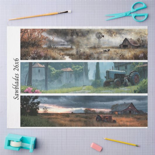 Decoupage Rustic Farm Style 26x6 for Handsaws 薄葉紙 (クラフト)