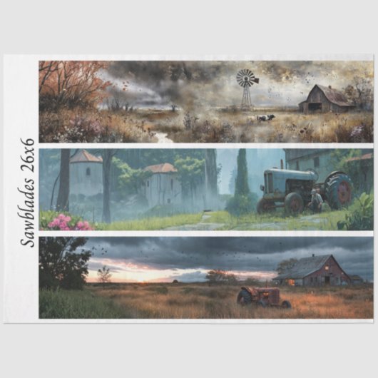 Decoupage Rustic Farm Style 26x6 for Handsaws 薄葉紙 (正面)