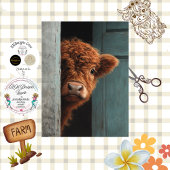Decoupage Rustic Highland Calf Peek a Boo Art  薄葉紙