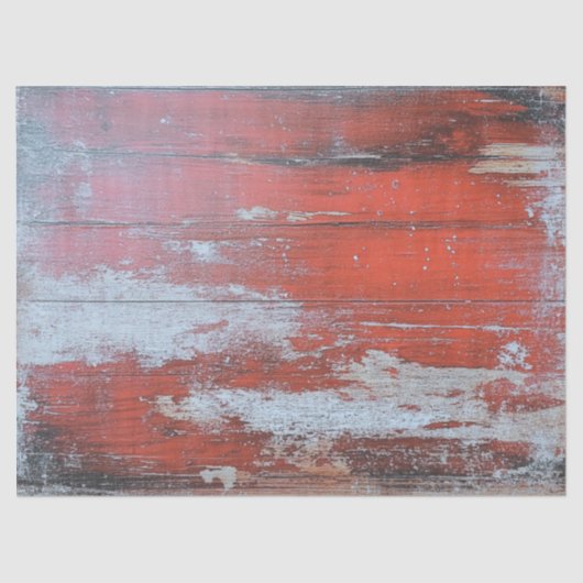 Decoupage Rustic Red Weathered Wood Texture Faux 薄葉紙 (正面)