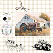 Decoupage Rustic Tractor & Barn  薄葉紙